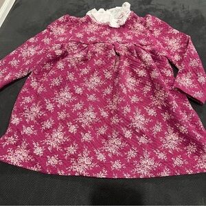 Janie and Jack Berry Floral Long-Sleeve Dress with Ruffled Collar